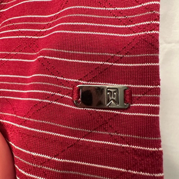 Tiger Woods Nike Golf Shirt Red Striped Collared Polo TW Logo Size Large - Picture 4 of 7